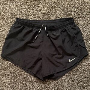 Nike Women’s Black Athletic Running Shorts with White Swoosh medium like new